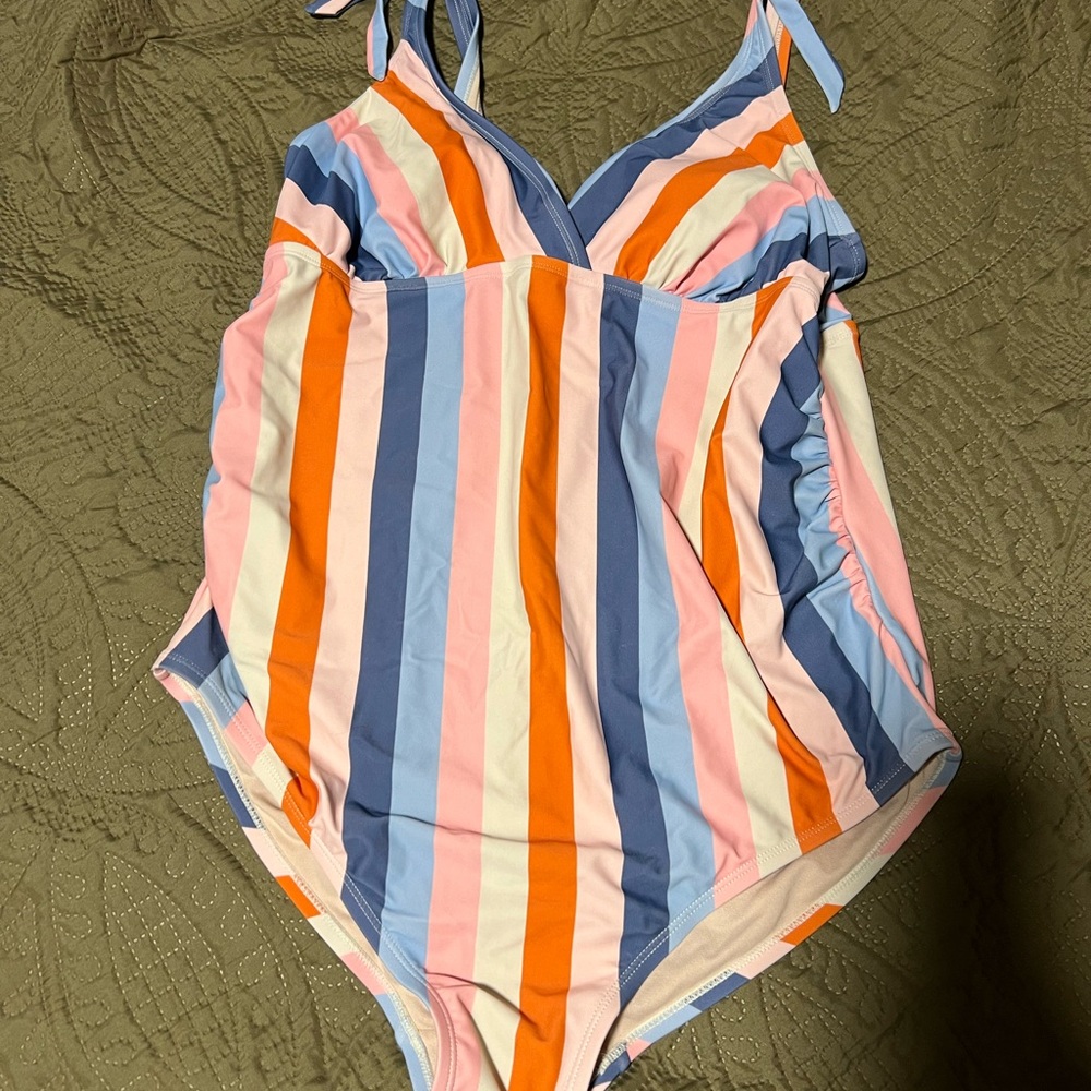 Isabel Maternity Colorful Striped One-Piece Swimsuit